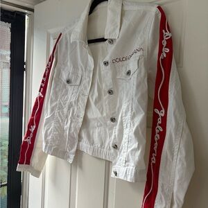 Dolce & Gabbana White and Red Jean Jacket